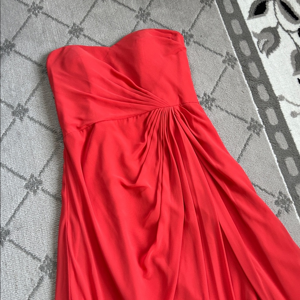 Bill Levkoff Strapless Coral Gown RN 82955